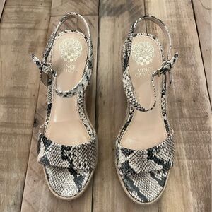 Vince Camuto Snakeskin Wedge Sandals with Strappy Design